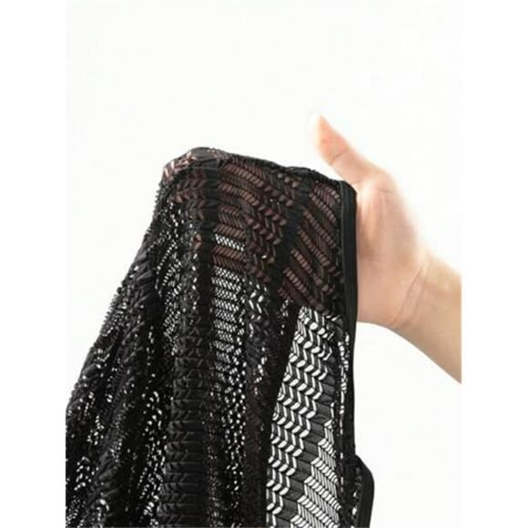 Women's Hollow Out Cover Up Shorts High Waisted Semi Sheer Tie Front - Picture 5 of 5